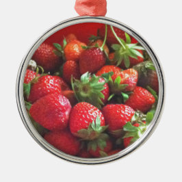 Erdbeeren Rotes Foto Ornament Aus Metall