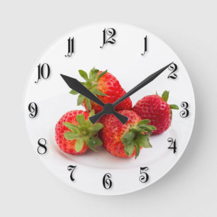 Erdbeeren Runde Wanduhr