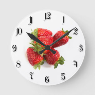 Erdbeeren Runde Wanduhr