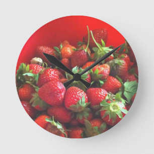 Erdbeeren Runde Wanduhr