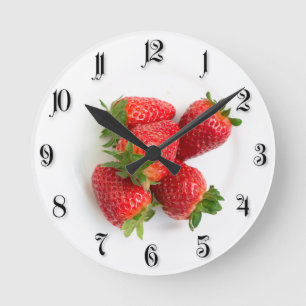 Erdbeeren Runde Wanduhr