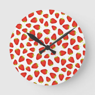 Erdbeeren Runde Wanduhr