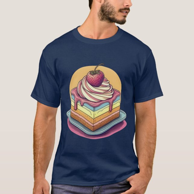 Erdbeeren Schicht Kuchen Kunst T-Shirt (Vorderseite)