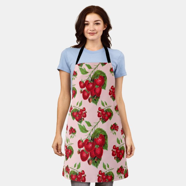 Erdbeeren Schürze (Getragen)