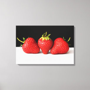 Erdbeeren Schwarz über Weiß 24x16 (60x40cm)Wacm Leinwanddruck