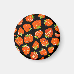 Erdbeeren Schwarz: Vintage Nahtlose Textur Magnet