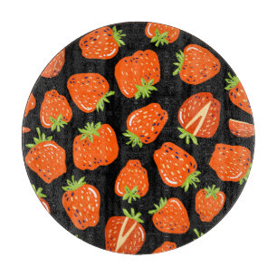 Erdbeeren Schwarz: Vintage Nahtlose Textur Schneidebrett