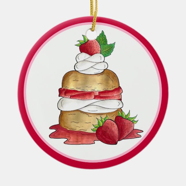 Erdbeeren Shortcake Cake Dessert Erdbeeren Keramik Ornament (Vorne)