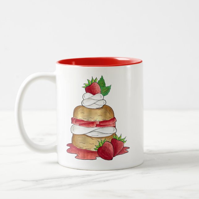 Erdbeeren Shortcake Cake Dessert Erdbeeren Zweifarbige Tasse (Links)