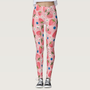 Erdbeeren Sommer, Cartoon mädchenhaft Hintergrund. Leggings