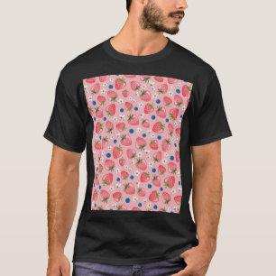 Erdbeeren Sommer, Cartoon mädchenhaft Hintergrund. T-Shirt