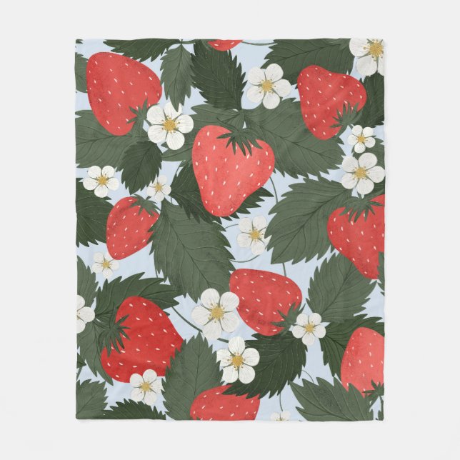 Erdbeeren: Sommerfrucht Musterdesign. Fleecedecke (Vorderseite)