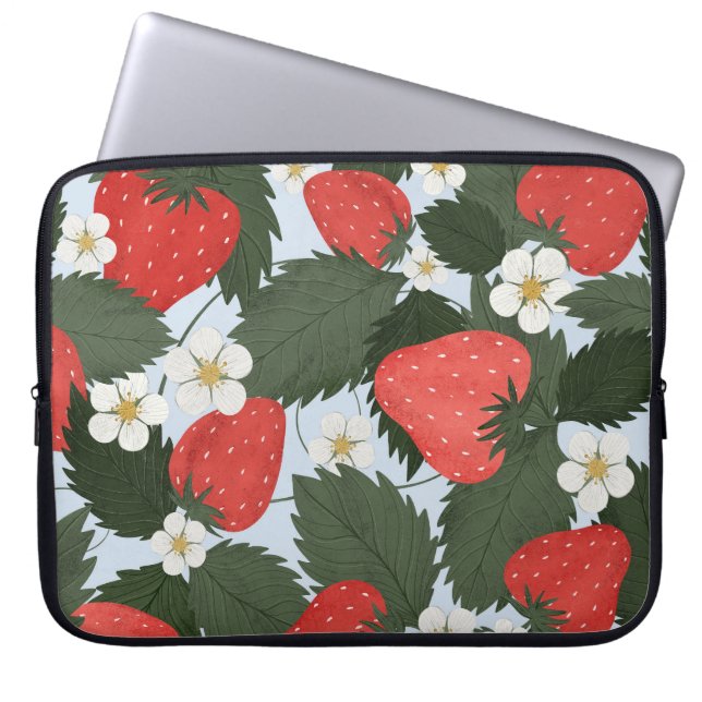 Erdbeeren: Sommerfrucht Musterdesign. Laptopschutzhülle (Vorderseite)