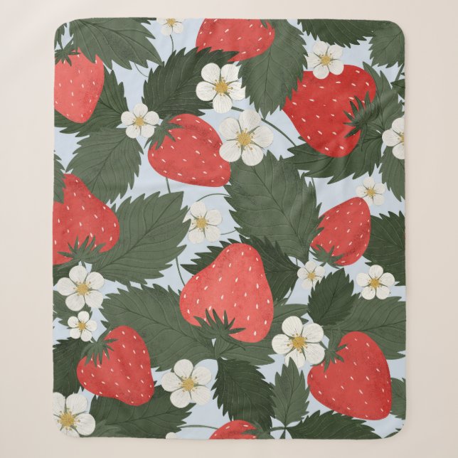 Erdbeeren: Sommerfrucht Musterdesign. Sherpadecke (Vorderseite)