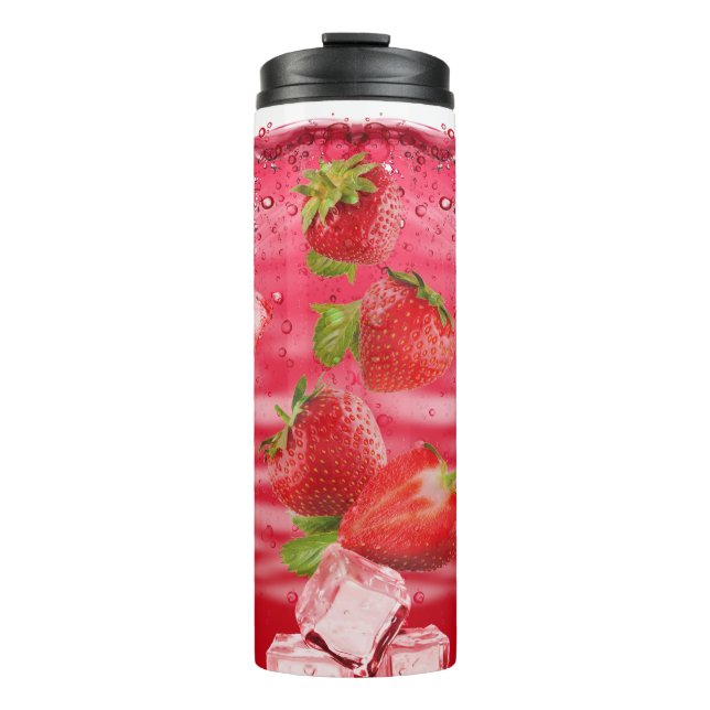 Erdbeeren Sommergetränk mit Eiskuben Thermosbecher (Vorderseite)