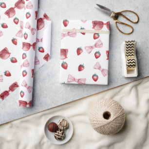 Erdbeeren Sonnenbrillen Schleifen Geburtstag Geschenkpapier