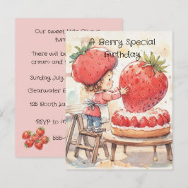 Erdbeeren Spezielle Geburtstags-Digital-Download Einladung