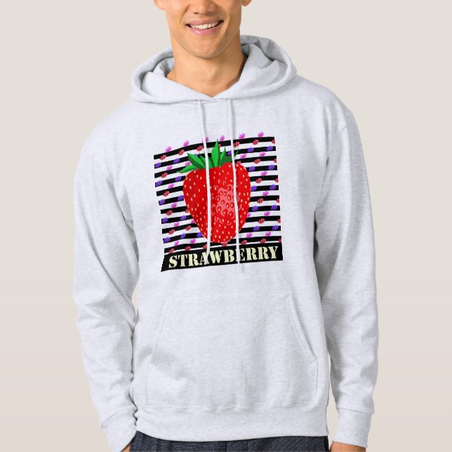 Erdbeeren Streifen Hoodie (Vorderseite)