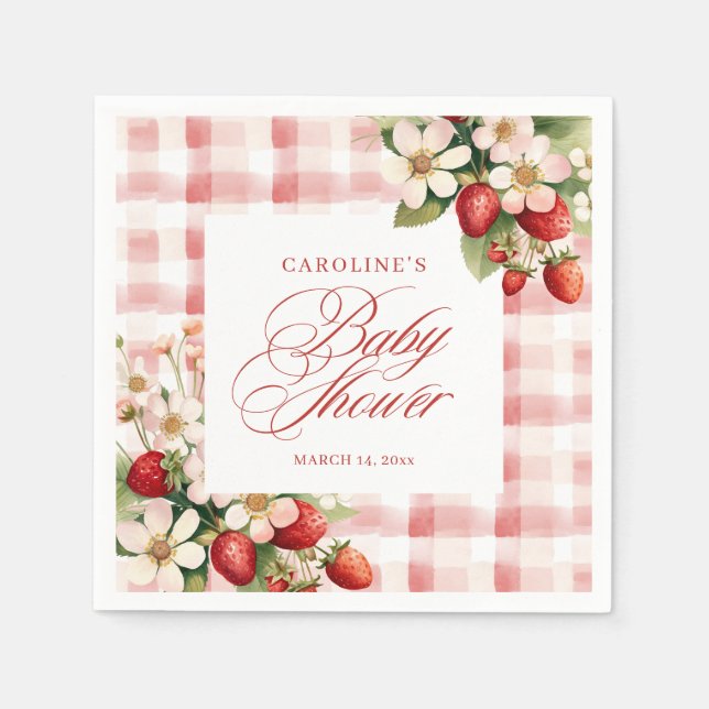Erdbeeren Süße Baby Shower  Serviette (Vorderseite)