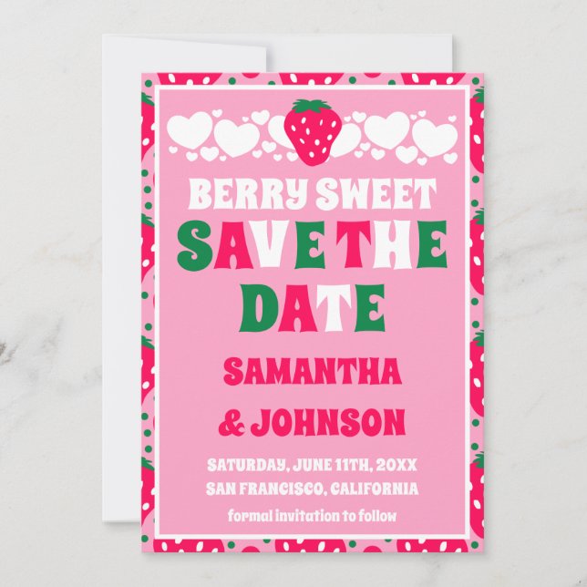 Erdbeeren süße Hochzeitsfoto Save The Date (Vorderseite)