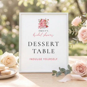 Erdbeeren-Teetasse-Dessert-Tisch-Brautabschieds-Sc Poster