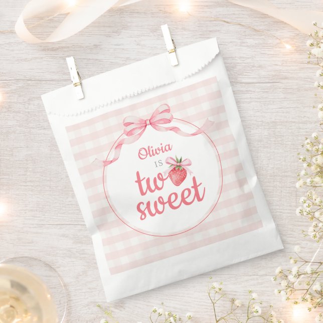 Erdbeeren Two Sweet 2. Geburtstag  Geschenktütchen (Ausgeschnitten)