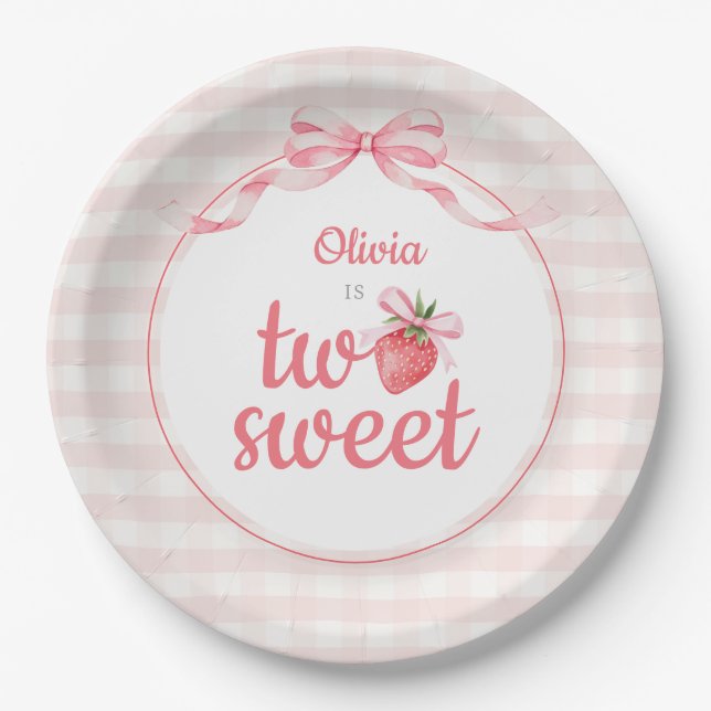 Erdbeeren Two Sweet 2. Geburtstag Pappteller (Vorderseite)