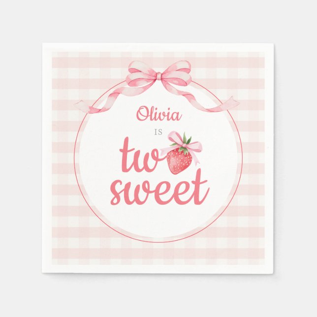 Erdbeeren Two Sweet 2. Geburtstag Serviette (Vorderseite)