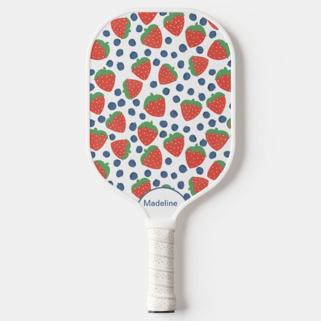 Erdbeeren und Blaubeeren Fruchtmuster Pickleball Schläger (Vorderseite)
