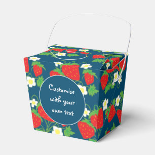 Erdbeeren und Blume Blauer benutzerdefinierter Tex Geschenkschachtel