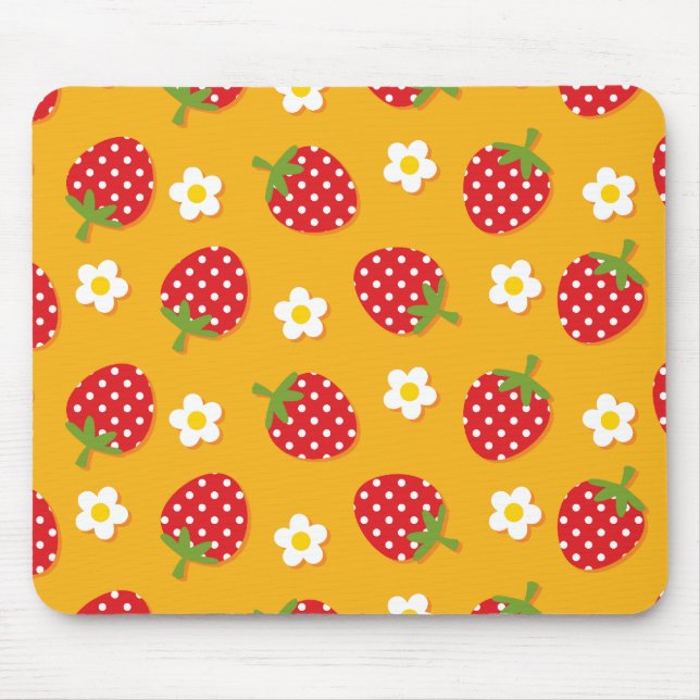 Erdbeeren und Blume Mousepad (Vorne)