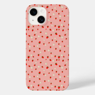 Erdbeeren und Blume Muster Case-Mate iPhone 14 Hülle