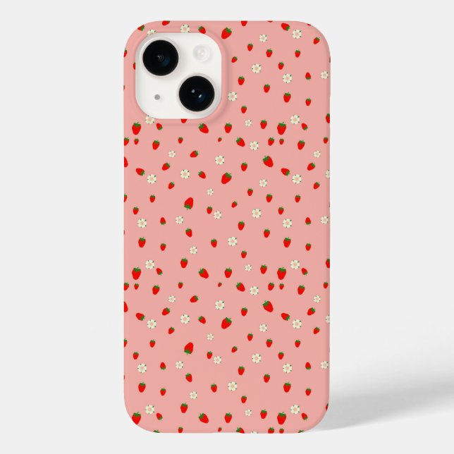 Erdbeeren und Blume Muster Case-Mate iPhone Hülle (Rückseite)