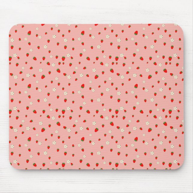 Erdbeeren und Blume Muster Mousepad (Vorne)