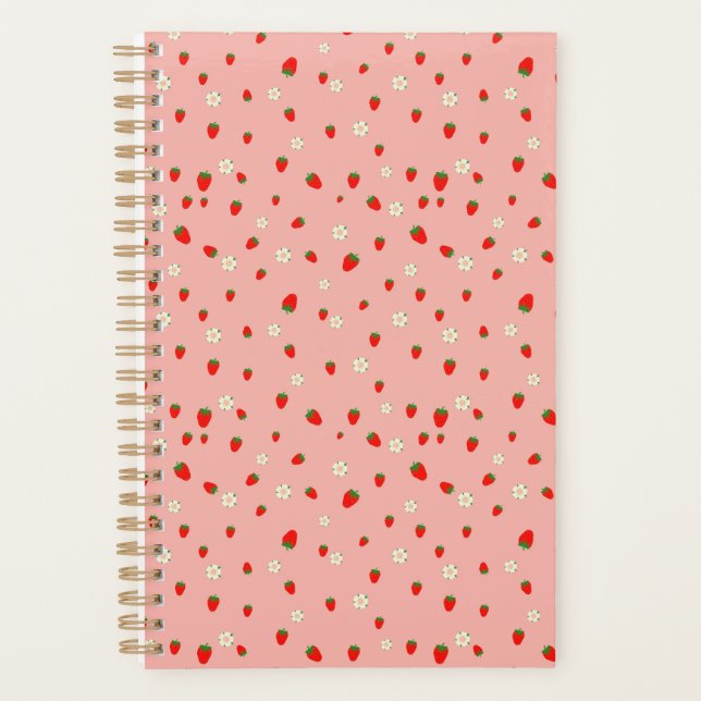 Erdbeeren und Blume Muster Planer (Vorderseite)