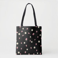 Erdbeeren und Blume Schwarzes Muster