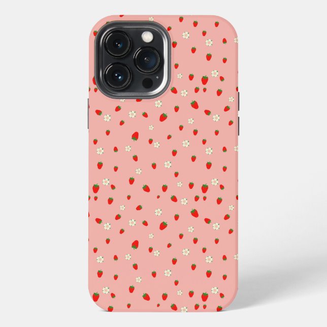 Erdbeeren und Blumen iPhone Hülle (Rückseite)