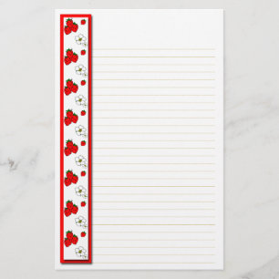 Erdbeeren und Blumen Linien-Papierwaren Briefpapier