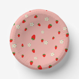 Erdbeeren und Blumen Pappteller