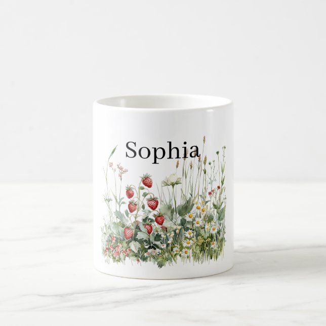Erdbeeren- und Blumengarten Kaffeetasse (Mittel)