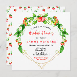 Erdbeeren und Brautparty aus Milcherzeugnissen Einladung