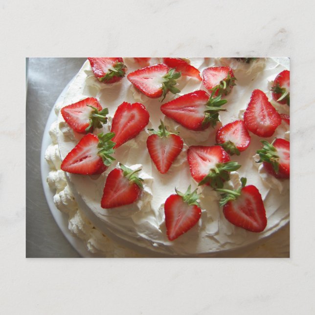 Erdbeeren und Cream Gateau Postkarte (Vorderseite)