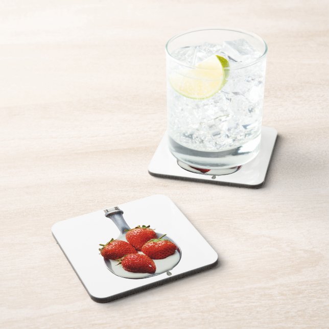 Erdbeeren und Creme Getränkeuntersetzer (Rechte Seite)