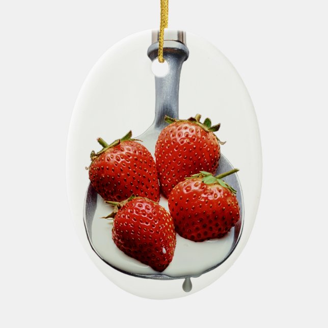 Erdbeeren und Creme Keramikornament (Vorne)