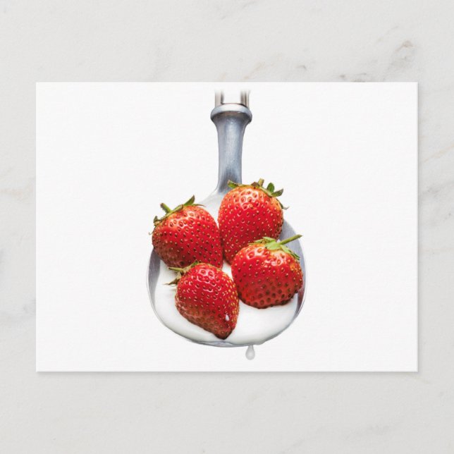 Erdbeeren und Creme Postkarte (Vorderseite)