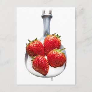 Erdbeeren und Creme Postkarte
