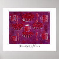 Erdbeeren und Cremefarben