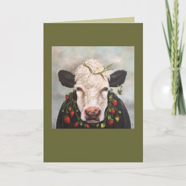 Erdbeeren und Cremekarte Karte (Vorderseite)