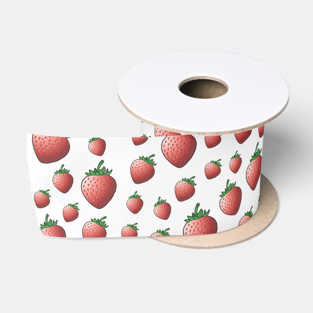 Erdbeeren und Erdbeeren Satinband (Spule)