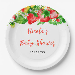 Erdbeeren und Gänseblümchen Baby Shower Pappteller